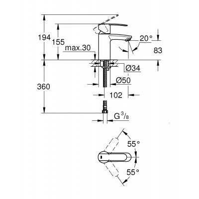 Коллекция Grohe Смеситель для раковины GROHE Wave Cosmopolitan, гладкий корпус (23225000) Коллекция Grohe Смеситель для раковины GROHE Wave Cosmopolitan, гладкий корпус (23225000)