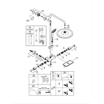 Душевая система с термостатом для настенного монтажа, GROHE Vitalio Joy 310, хром, (26401001) Душевая система с термостатом для настенного монтажа, GROHE Vitalio Joy 310, хром, (26401001)