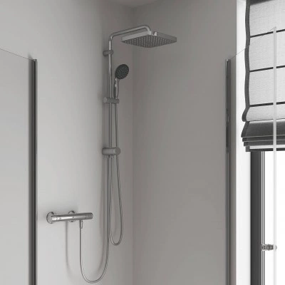 Душевая система Flex наружного монтажа с переключателем, GROHE QuickFix Vitalio Start System 250 Cube, хром, (26698000) Душевая система Flex наружного монтажа с переключателем, GROHE QuickFix Vitalio Start System 250 Cube, хром, (26698000)