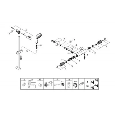 Термостат для душа GROHE Grohtherm 1000 Performance, внешний монтаж 1/2", хром + Душевой гарнитур Tempesta Cosmopolitan 100, 2 режима, душевая штанга 600 мм (34783000) Термостат для душа GROHE Grohtherm 1000 Performance, внешний монтаж 1/2", хром + Душевой гарнитур Tempesta Cosmopolitan 100, 2 режима, душевая штанга 600 мм (34783000)