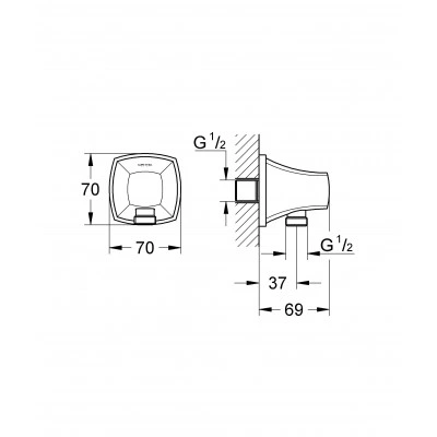 Подключение для душевого шланга GROHE Grandera, темный графит глянец (27970A00) Подключение для душевого шланга GROHE Grandera, темный графит глянец (27970A00)