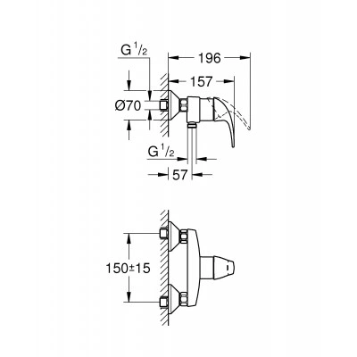 Смеситель для душа GROHE Start Curve, хром, (23767000) Смеситель для душа GROHE Start Curve, хром, (23767000)