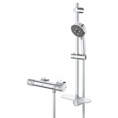 Термостат для душа внешнего монтажа GROHE QuickFix Precision Feel с душевым гарнитуром, хром (34791000) Термостат для душа внешнего монтажа GROHE QuickFix Precision Feel с душевым гарнитуром, хром (34791000)