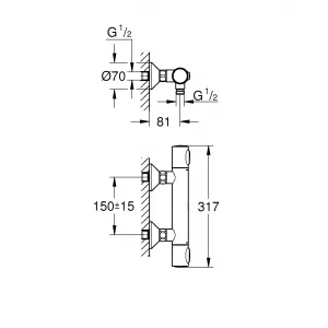 Термостат для душа GROHE QuickFix Precision Flow, настенный монтаж, хром (34840000) Термостат для душа GROHE QuickFix Precision Flow, настенный монтаж, хром (34840000)