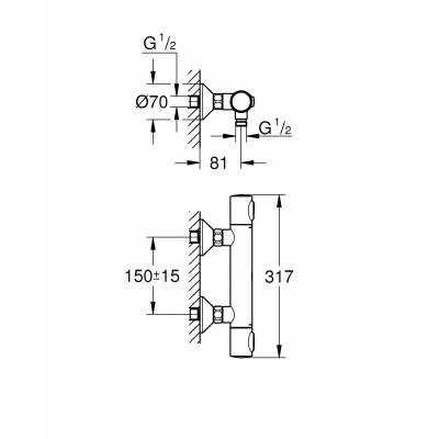 Термостат для душа GROHE QuickFix Precision Flow, настенный монтаж, хром (34840000) Термостат для душа GROHE QuickFix Precision Flow, настенный монтаж, хром (34840000)