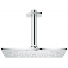 Верхний душ с кронштейном GROHE Rainshower F-series, 254х254 мм, потолочный кронштейн, с ограничением расхода воды, хром (26071000)