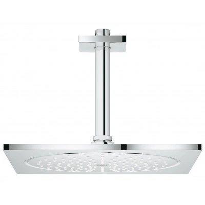 Верхний душ с кронштейном GROHE Rainshower F-series, 254х254 мм, потолочный кронштейн, с ограничением расхода воды, хром (26071000)