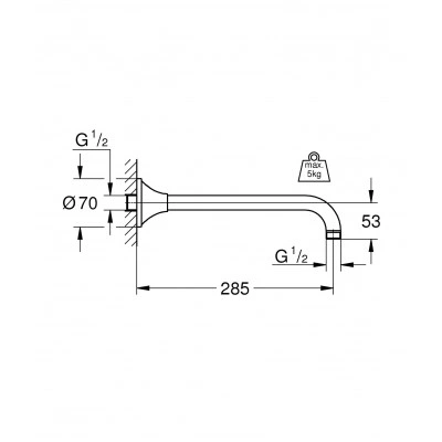 Душевой кронштейн GROHE Rainshower Grandera 285 мм, теплый закат глянец (27986DA0) Душевой кронштейн GROHE Rainshower Grandera 285 мм, теплый закат глянец (27986DA0)