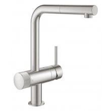 Смеситель однорычажный для мойки, с функцией очистки водопроводной воды, GROHE Blue Pure Minta, суперсталь, (31721DC0)