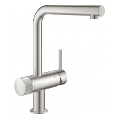 Смеситель однорычажный для мойки, с функцией очистки водопроводной воды, GROHE Blue Pure Minta, суперсталь, (31721DC0)