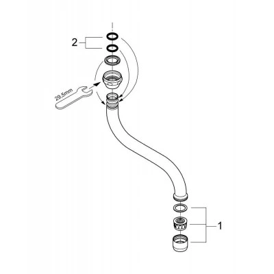 Излив для настенного смесителя для кухни GROHE, хром (13005000) Излив для настенного смесителя для кухни GROHE, хром (13005000)