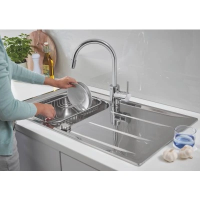 Мойка GROHE из нержавеющей стали с корзинчатым вентилем, оборачиваемая K400 45 -S 86/50 1.0 (31566SD0) Мойка GROHE из нержавеющей стали с корзинчатым вентилем, оборачиваемая K400 45 -S 86/50 1.0 (31566SD0)