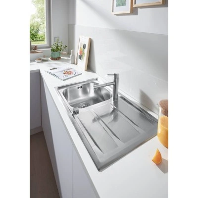 Мойка GROHE из нержавеющей стали с корзинчатым вентилем, оборачиваемая, 1 чаша, K400+ 45 -S 87,3/51,3 1.0 (31568SD0) Мойка GROHE из нержавеющей стали с корзинчатым вентилем, оборачиваемая, 1 чаша, K400+ 45 -S 87,3/51,3 1.0 (31568SD0)