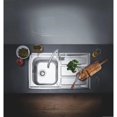 Мойка GROHE из нержавеющей стали с корзинчатым вентилем, оборачиваемая, 1 чаша, K400+ 45 -S 87,3/51,3 1.0 (31568SD0) Мойка GROHE из нержавеющей стали с корзинчатым вентилем, оборачиваемая, 1 чаша, K400+ 45 -S 87,3/51,3 1.0 (31568SD0)