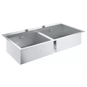 Мойка GROHE из нержавеющей стали, 2 чаши, без корзинчатого вентиля, K800 120-S 102,4/56 2.0 (31585SD0) Мойка GROHE из нержавеющей стали, 2 чаши, без корзинчатого вентиля, K800 120-S 102,4/56 2.0 (31585SD0)