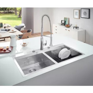 Мойка GROHE из нержавеющей стали, 2 чаши, без корзинчатого вентиля, K800 120-S 102,4/56 2.0 (31585SD0) Мойка GROHE из нержавеющей стали, 2 чаши, без корзинчатого вентиля, K800 120-S 102,4/56 2.0 (31585SD0)