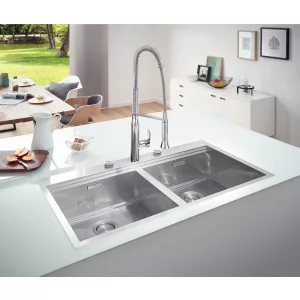 Мойка GROHE из нержавеющей стали, 2 чаши, без корзинчатого вентиля, K800 120-S 102,4/56 2.0 (31585SD0) Мойка GROHE из нержавеющей стали, 2 чаши, без корзинчатого вентиля, K800 120-S 102,4/56 2.0 (31585SD0)