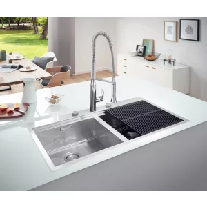 Мойка GROHE из нержавеющей стали, 2 чаши, без корзинчатого вентиля, K800 120-S 102,4/56 2.0 (31585SD0) Мойка GROHE из нержавеющей стали, 2 чаши, без корзинчатого вентиля, K800 120-S 102,4/56 2.0 (31585SD0)