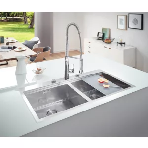 Мойка GROHE из нержавеющей стали, 2 чаши, без корзинчатого вентиля, K800 120-S 102,4/56 2.0 (31585SD0) Мойка GROHE из нержавеющей стали, 2 чаши, без корзинчатого вентиля, K800 120-S 102,4/56 2.0 (31585SD0)