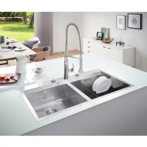 Мойка GROHE из нержавеющей стали, 2 чаши, без корзинчатого вентиля, K800 120-S 102,4/56 2.0 (31585SD0) Мойка GROHE из нержавеющей стали, 2 чаши, без корзинчатого вентиля, K800 120-S 102,4/56 2.0 (31585SD0)