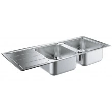 Мойка GROHE из нержавеющей стали с корзинчатым вентилем, оборачиваемая, 2 чаши, K500  80 -S 116/50 2.0 (31588SD0)