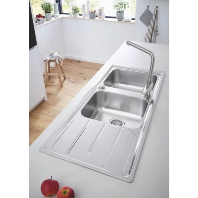 Мойка GROHE из нержавеющей стали с корзинчатым вентилем, оборачиваемая, 2 чаши, K500 80 -S 116/50 2.0 (31588SD0) Мойка GROHE из нержавеющей стали с корзинчатым вентилем, оборачиваемая, 2 чаши, K500 80 -S 116/50 2.0 (31588SD0)