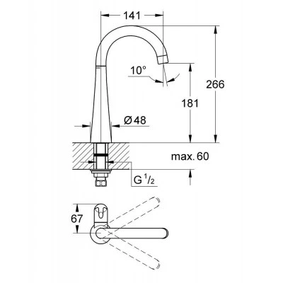 Вентиль для кухни GROHE Zedra, без функции смесителя, хром (30026000) Вентиль для кухни GROHE Zedra, без функции смесителя, хром (30026000)