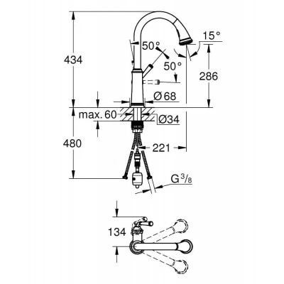 Смеситель для кухни GROHE QuickFix Gloucester, с высоким C-образным изливом, суперсталь (30422DC0) Смеситель для кухни GROHE QuickFix Gloucester, с высоким C-образным изливом, суперсталь (30422DC0)