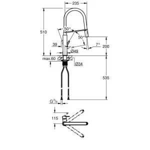 Профессиональный смеситель для кухни GROHE Feel, DN-15, хром (31489000) Профессиональный смеситель для кухни GROHE Feel, DN-15, хром (31489000)