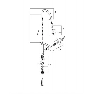 Профессиональный смеситель для кухни GROHE Feel, DN-15, хром (31489000) Профессиональный смеситель для кухни GROHE Feel, DN-15, хром (31489000)