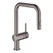 Смеситель для кухни GROHE Minta однорычажный с выдвижным изливом, темный графит (32322A02)
