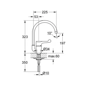 Смеситель для кухни GROHE Euroeco с высоким изливом, хром (33912000) Смеситель для кухни GROHE Euroeco с высоким изливом, хром (33912000)