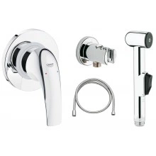 Готовый комплект для гигиенического душа GROHE BauCurve: встраиваемый смеситель, гигиенический душ со шлангом и держателем, хром (123072-B)