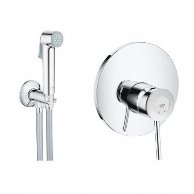 Готовый комплект для гигиенического душа GROHE BauClassic: встраиваемый смеситель, гигиенический набор, хром (124902-B)