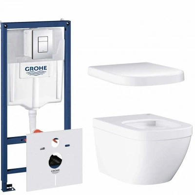 Унитаз подвесной безободковый GROHE Euro Ceramic с сиденьем с микролифтом (NW0011-1) Унитаз подвесной безободковый GROHE Euro Ceramic с сиденьем с микролифтом (NW0011-1)