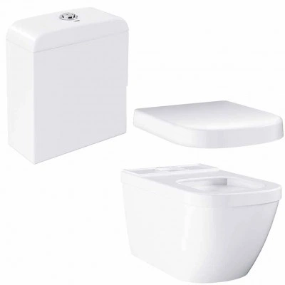 Унитаз напольный безободковый GROHE Euro Ceramic с бачком и сиденьем с микролифтом (NW0014-1) Унитаз напольный безободковый GROHE Euro Ceramic с бачком и сиденьем с микролифтом (NW0014-1)