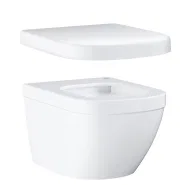 Унитаз подвесной безободковый, компактный GROHE Euro Ceramic с сиденьем с микролифтом (NW0029-1)