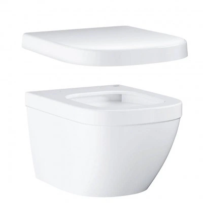Унитаз подвесной безободковый, компактный GROHE Euro Ceramic с сиденьем с микролифтом (NW0029-1) Унитаз подвесной безободковый, компактный GROHE Euro Ceramic с сиденьем с микролифтом (NW0029-1)
