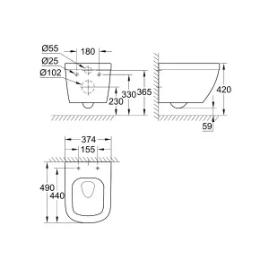 Унитаз подвесной безободковый, компактный GROHE Euro Ceramic с сиденьем с микролифтом (NW0029-1) Унитаз подвесной безободковый, компактный GROHE Euro Ceramic с сиденьем с микролифтом (NW0029-1)