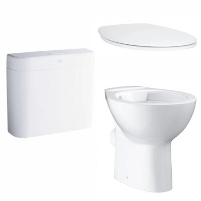 Унитаз напольный безободковый GROHE Bau Ceramic с бачком и сиденьем с микролифтом (NW0051)