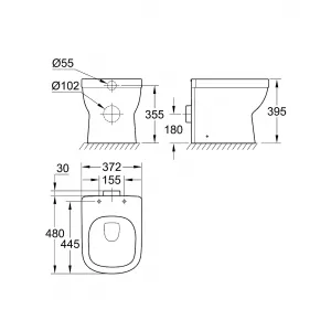 Унитаз напольный безободковый GROHE Euro Ceramic с бачком и сиденьем с микролифтом (NW0055) Унитаз напольный безободковый GROHE Euro Ceramic с бачком и сиденьем с микролифтом (NW0055)