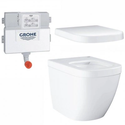 Унитаз напольный безободковый GROHE Euro Ceramic с бачком и сиденьем с микролифтом (NW0056) Унитаз напольный безободковый GROHE Euro Ceramic с бачком и сиденьем с микролифтом (NW0056)