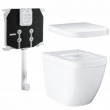 Унитаз напольный безободковый GROHE Euro Ceramic с бачком и сиденьем с микролифтом (NW0057)