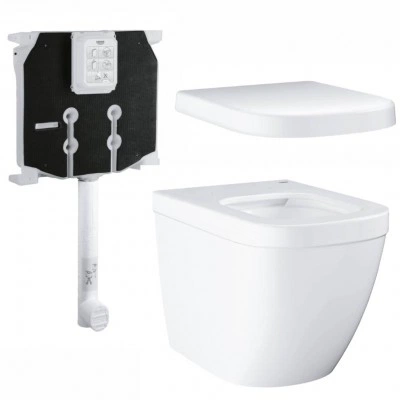Унитаз напольный безободковый GROHE Euro Ceramic с бачком и сиденьем с микролифтом (NW0057) Унитаз напольный безободковый GROHE Euro Ceramic с бачком и сиденьем с микролифтом (NW0057)