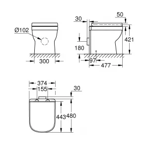 Унитаз напольный безободковый GROHE Euro Ceramic с бачком и сиденьем без микролифта (NW0059-1) Унитаз напольный безободковый GROHE Euro Ceramic с бачком и сиденьем без микролифта (NW0059-1)