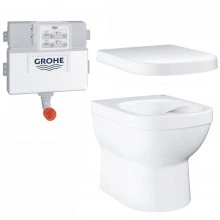 Унитаз напольный безободковый GROHE Euro Ceramic с бачком и сиденьем с микролифтом (NW0059)
