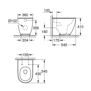 Унитаз напольный безободковый GROHE Essence Ceramic с бачком и сиденьем без микролифта (NW0061) Унитаз напольный безободковый GROHE Essence Ceramic с бачком и сиденьем без микролифта (NW0061)