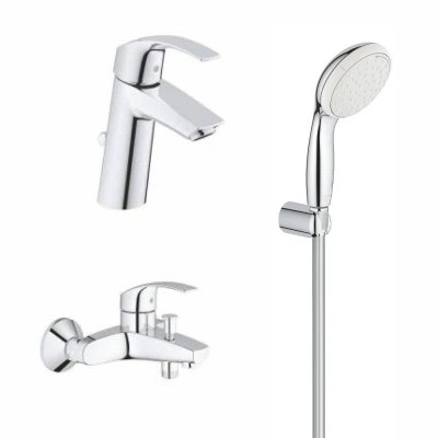 Готовый набор для ванной, GROHE Eurosmart, смесители для ванны и раковины, душевой набор, хром, (124470) Готовый набор для ванной, GROHE Eurosmart, смесители для ванны и раковины, душевой набор, хром, (124470)