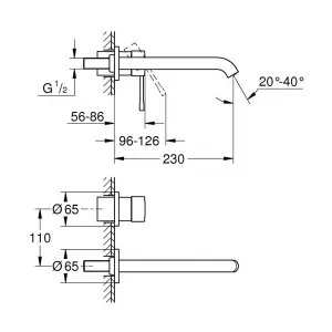 Смеситель для раковины GROHE Essence New на 2 отверстия, внешняя часть, никель глянец (19967BE1) Смеситель для раковины GROHE Essence New на 2 отверстия, внешняя часть, никель глянец (19967BE1)