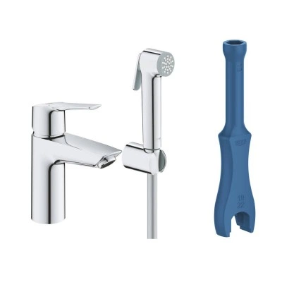 Смеситель для раковины однорычажный GROHE QuickFix Start, с гигиеническим душем, S-Size, хром, (23123003) Смеситель для раковины однорычажный GROHE QuickFix Start, с гигиеническим душем, S-Size, хром, (23123003)